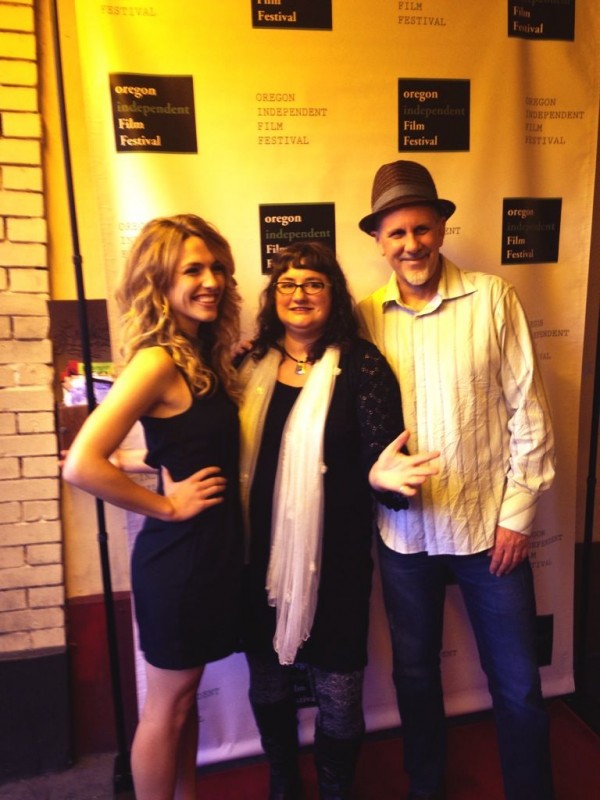 Alis Volat Propriis stars Katie Michels and Randall Jahnson, and writer Haley Isleib at the 2013 OIFF Awards Ceremony