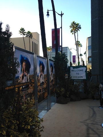 Setting up the "trail" carpet at the LA Premiere!