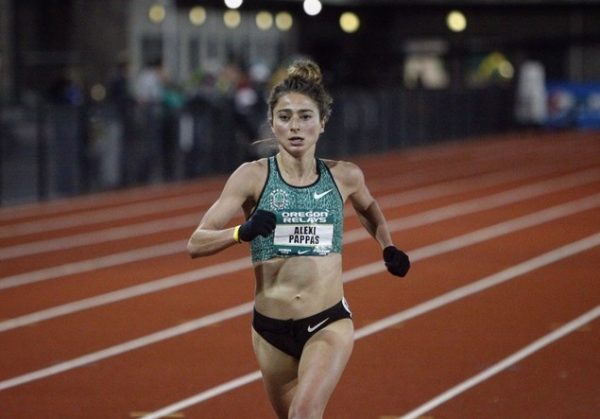 Alexi Pappas wins her season opener 5k at the Oregon Relays at home in TrackTown, USA. Photo: TrackTown